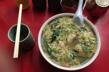 <p>The miso oyster ramen is a delicious bowl of creamy oysters, vegetables and miso stock.</p>
