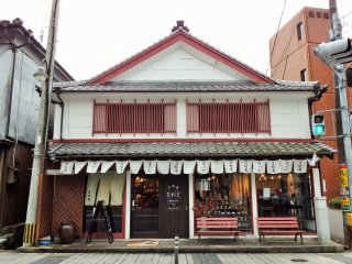 The cafe/gallery is only one of many traditional Japanese buildings on this street.
