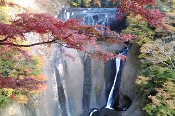 <p>The fall colors at Fukuroda Falls</p>
