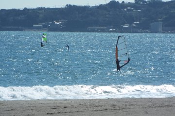 Wind surfers at Miura Beach