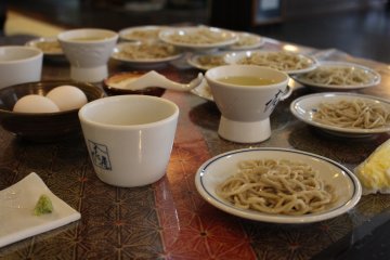 A selection of Izushi soba on many small plates