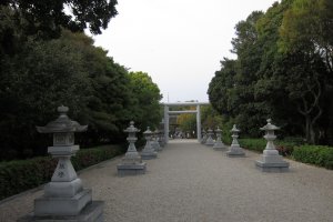 Entering Izanagi Shrine, dedicated to the divine creators of Japan