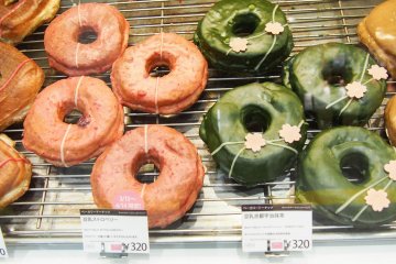 Strawberry and green tea donuts at Doughnut Plant