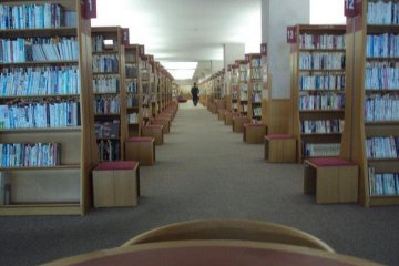 Inside the top floor public library.