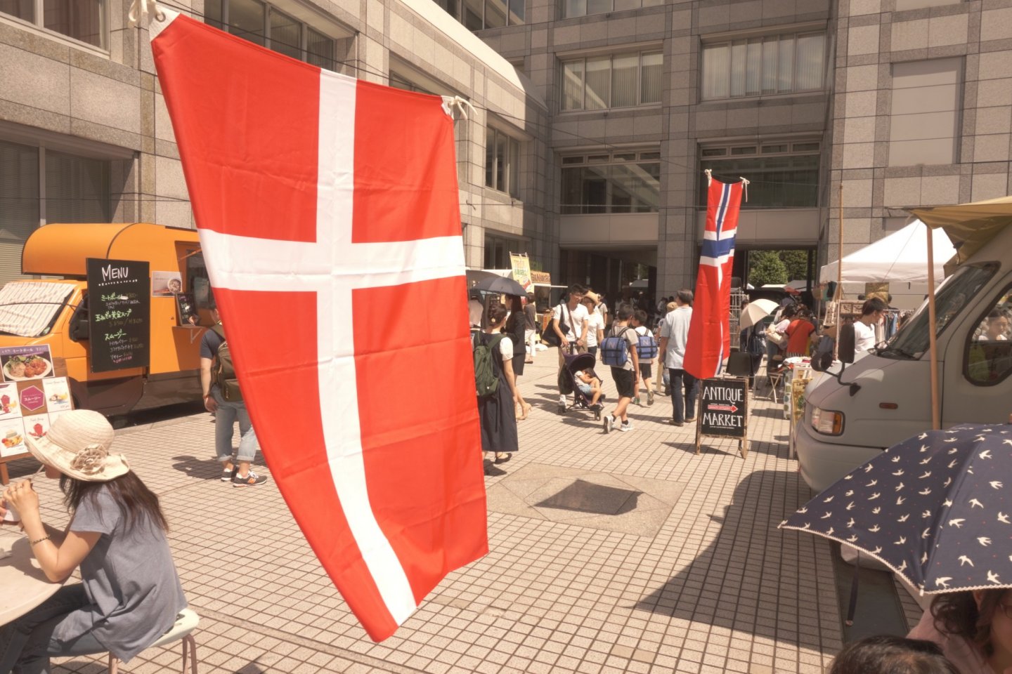 Flags of Denmark and Norway at the Nordic Market