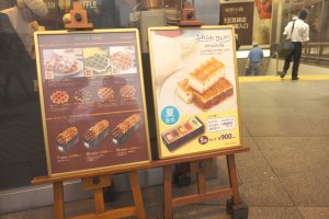 Sign showing the various kinds of waffles