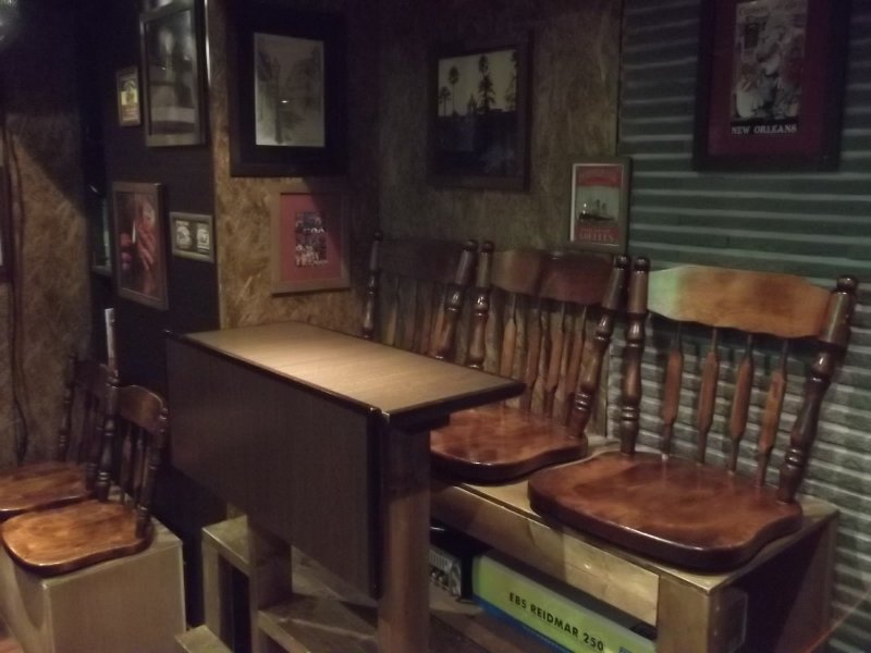 There are some seats at the back of the bar