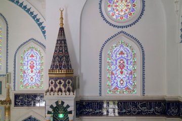 Interior shot of the mosque with its intricate designs