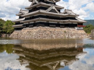 Matsumoto Castle is surrounded by a wide moat