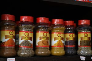 Different types of spices and flavoured powders can be found too