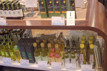Plenty of olive oil choices from olives locally produced on Shodo Island
