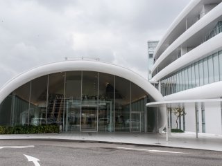The museum's futuristic facade
