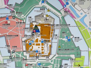 Map of Osaka Castle and surrounding areas