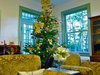 リビングルームのクリスマスツリー