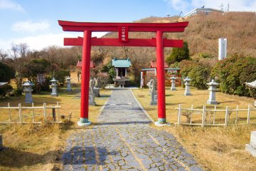 Beautiful torii gate on the mountain top