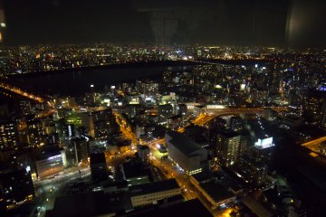 Beautiful nightscape of Osaka from atop the Umeda Sky Building