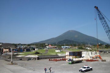 Sokodo port, with mini Mt Fuji in the background
