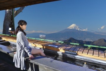 Soak your aching feet while gazing at the glorious Mount Fuji