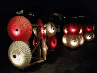 More illuminated umbrellas near the Sakura open air stage