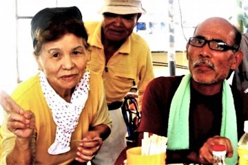 The kind grandmother that took me in at the Okinawa Soba Shop in Aharen Beach Tokashiki Island Okinawa