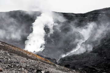 The main crater is famous for constantly venting its thick smoke