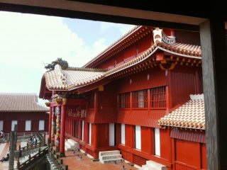 Inside the courtyard of Shuri Castle a world heritage site in Naha Okinawa