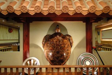 The turtle shell at the entrance of Urashima Dinner Theater