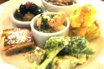 Olives and antipasto tasting plate at the Volta Bar and Bistro in Osaka