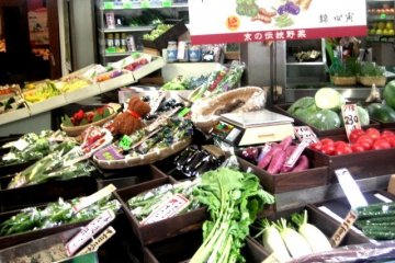 Massive Daikon Radishes and other vegetables at Nishiki Markets the Kitchen of Kyoto