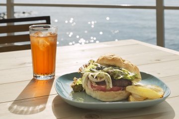 Awaji burger with sea view