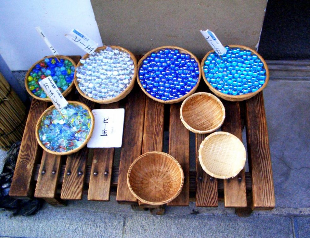 Marbles in every shade of Cerulean blue at Sagano Arashiyama just 17 minutes ride from Kyoto Station