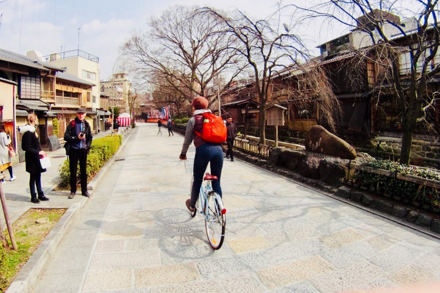 The Japanese can be very generous. Enjoying Kyoto on a borrowed bicycle.