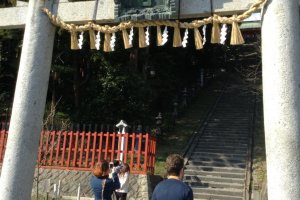 Visitors to Shiogama shrine are first greeted by a tori gate that is a cultural property followed by 202 stairs. No pain no gain.