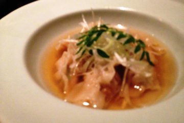 Tender Shrimp Dumplings blends different cuisines in a Japanese Fusion snack menu at Iyemon Cafe