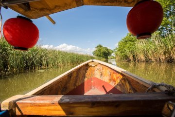 Cruising through Hachiman-bori on the antique boat