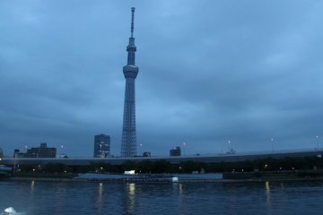 Visitors who got good seats on the east bank of the river were able to see Tokyo Skytree and the lights together on the river later clearly. Prime photo-taking spot!
