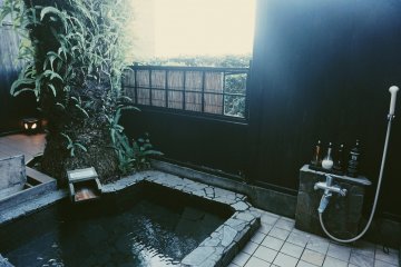 Personal outdoor hot spring bath at the ryokan