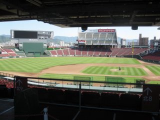 View from beneath the balcony behind home plate