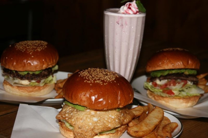 <p>Mmmm... delicious burgers with a strawberry milkshake.</p>