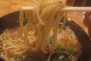 springy noodles amidst a delicious soup base in Shichifukuya near Waseda and Takanobaba