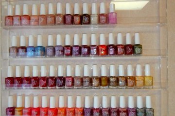 All types of nail polish displayed