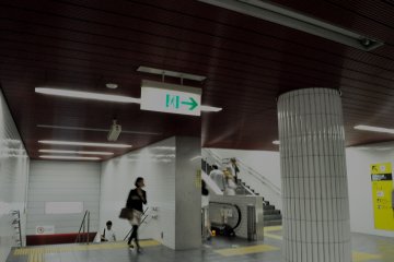 Escalators from the tracks to the exit on the Namboku line