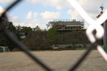 Kameyama Castle undergoing repairs. 2011
