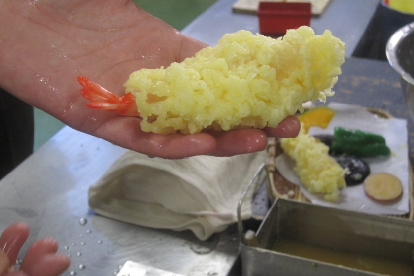 A freshly made perfectly fake prawn