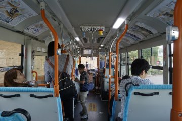 Not only the outside, the bus' interior is also rich with Doraemon elements