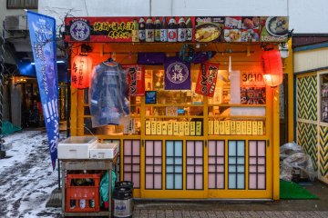 A food stall along Hachinohe’s famous Yatai Mura food street