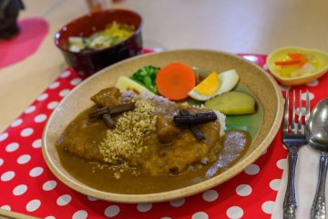 A delicious curry meal prepared at the Korekawa Jomon Museum