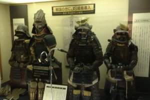 A highlight of the modestly sized museum are several sets of authentic samurai sets of armor. Being worn in battle, you can see scuff marks with wear and tear. Still you can clearly see how much effort was put into making these works of art.