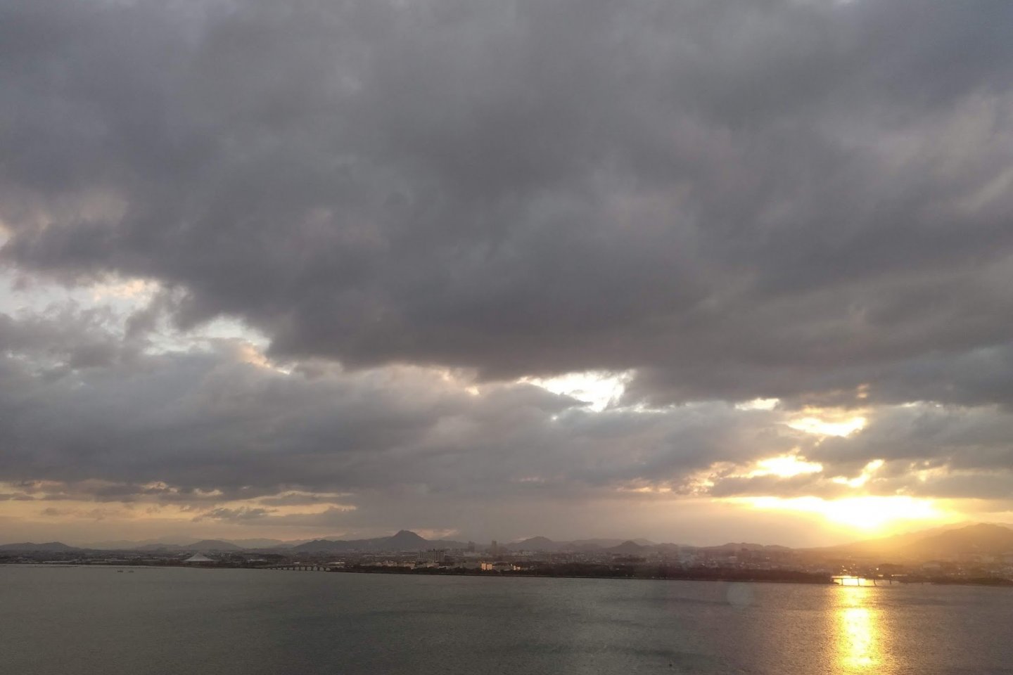 The sun rises on Lake Biwa