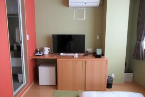 Each room has TV, air conditioning, fridge and electric kettle